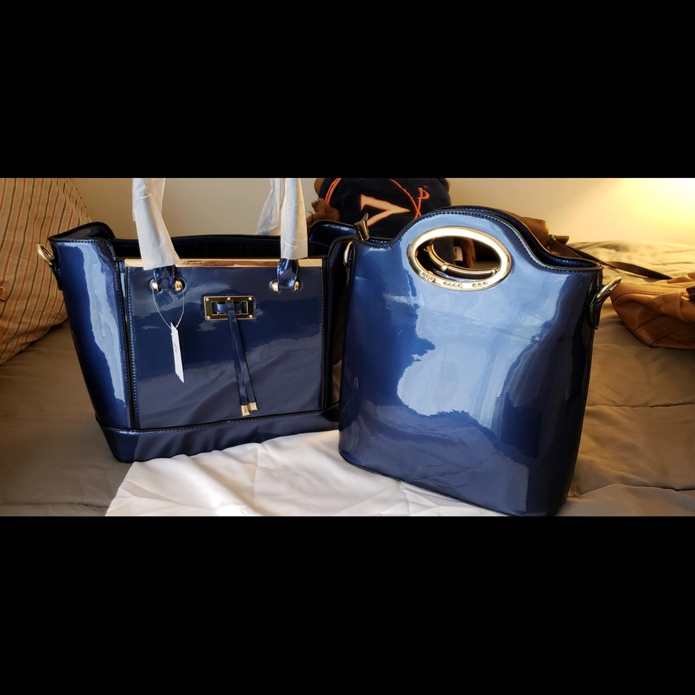 Dark Blue large double purse set. New with tags
